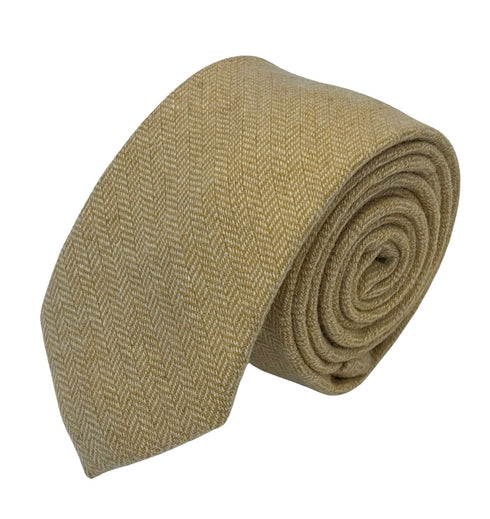 honey gold yellow wool tie  with a herringbone design